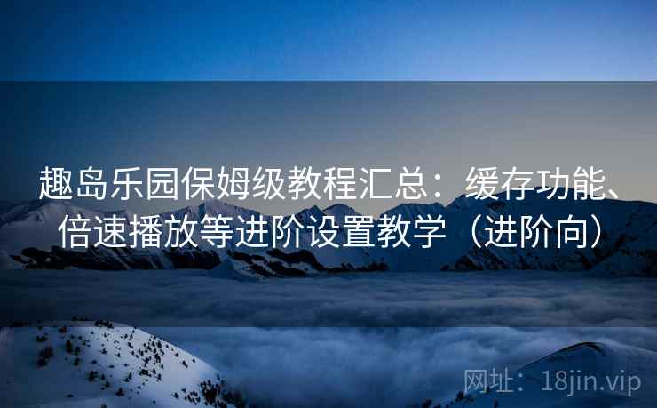 趣岛乐园保姆级教程汇总：缓存功能、倍速播放等进阶设置教学（进阶向）